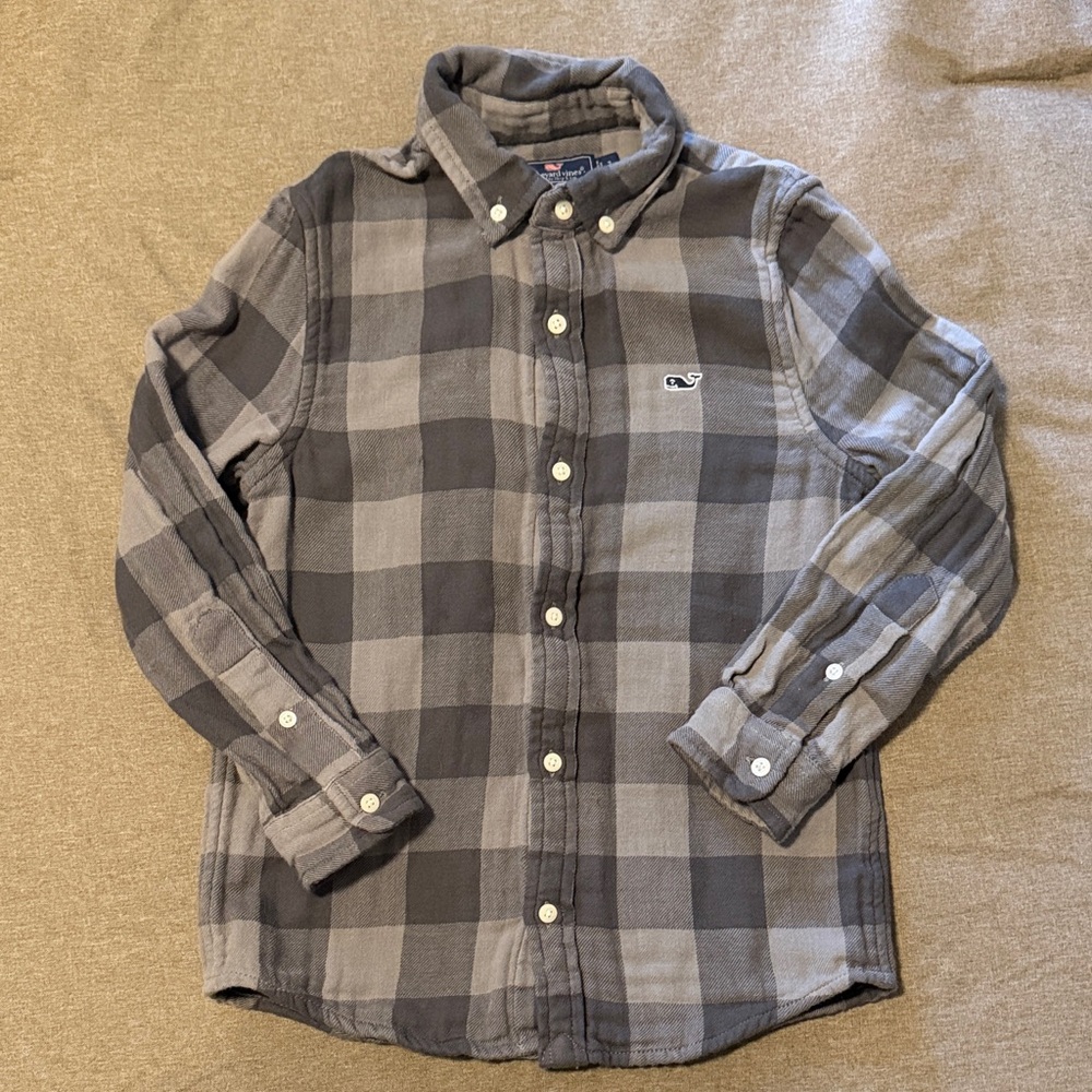 Vineyard Vines Kids Gray Checkered Button Down Shirt